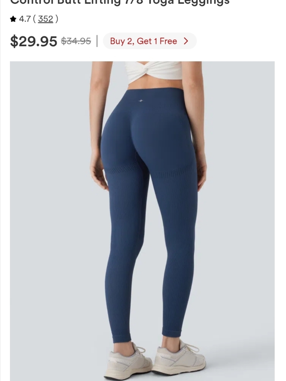 HALARA Ribbed High-Waist Tummy Control Butt Lift Leggings in Navy Blue 3x